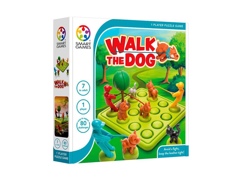 SmartGames Walk The Dog - Gioco Da Tavolo Rompicapo Per Bambini, Con Cani E Guinzagli, 60 Sfide, Età 5-8 Anni