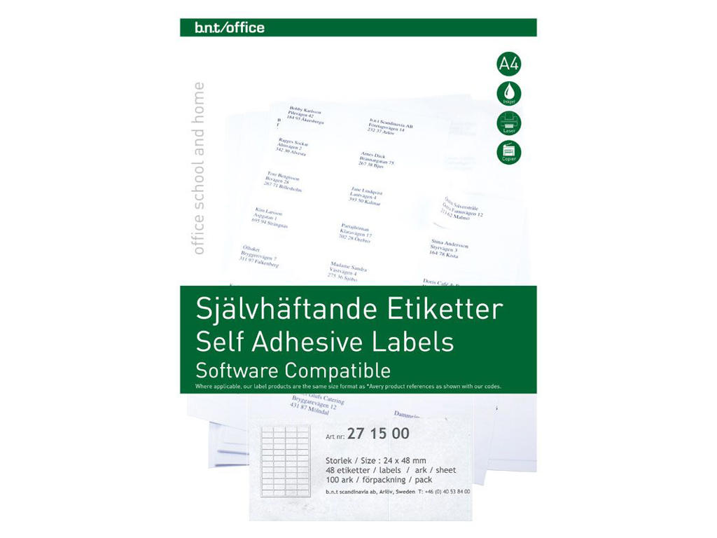 Etiket 48x24mm BNT 48 stk/ark 100 ark