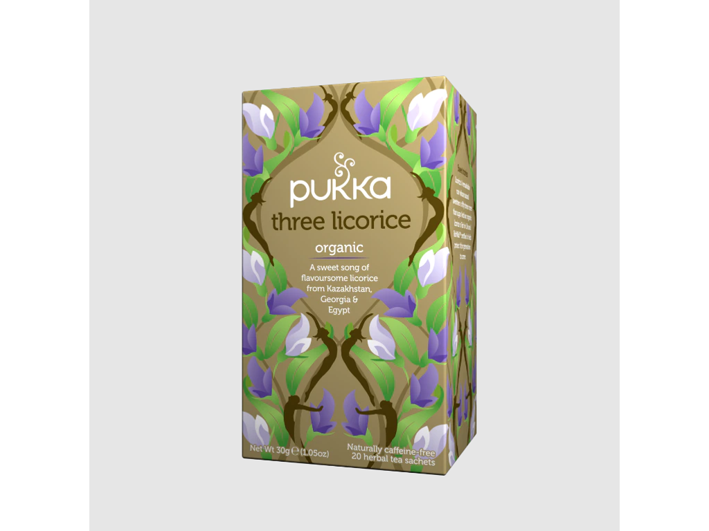 Køb Te Pukka Øko three licorice 20 breve hos Hertels Boresko A/S