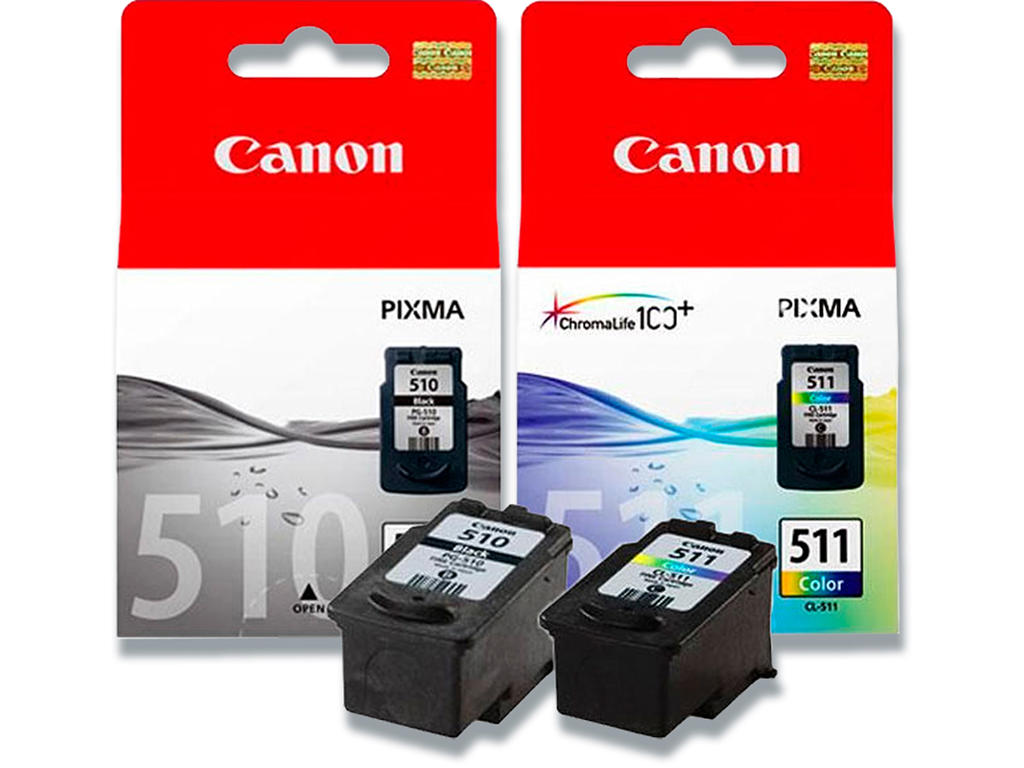 Køb Blækpatroner, 2 stk, 4 farver, Black-sort, Canon PG-510 og CL-511 ...