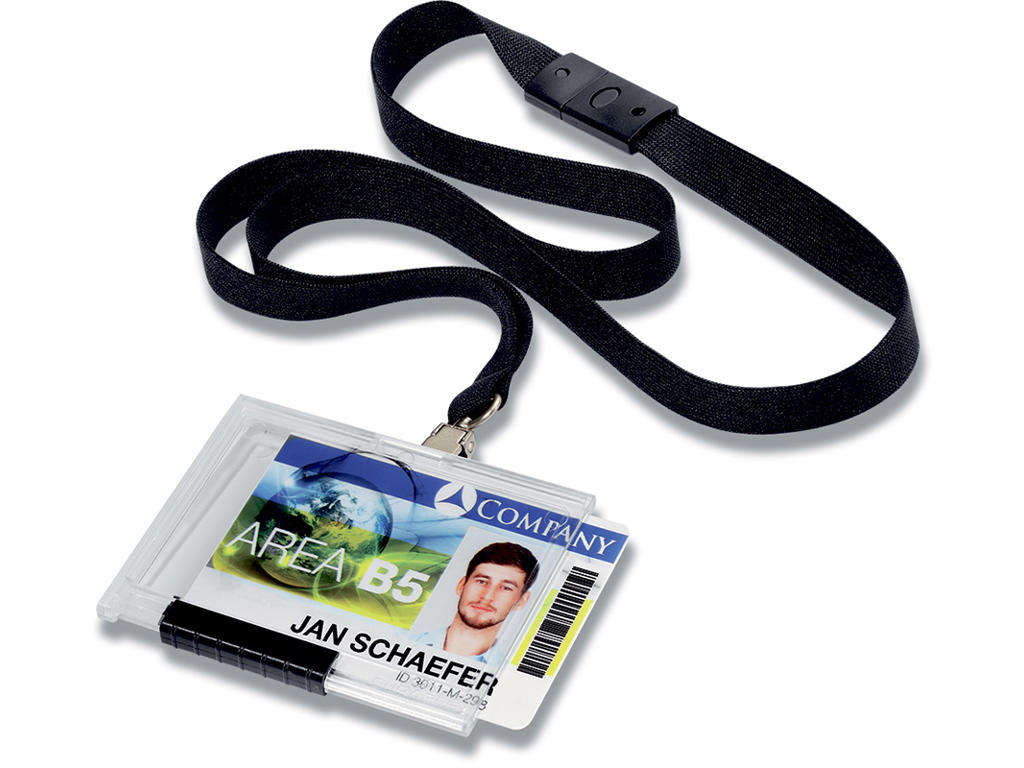 Køb ID kortholder, Med sort halsrem med karabinhage, Vandret eller