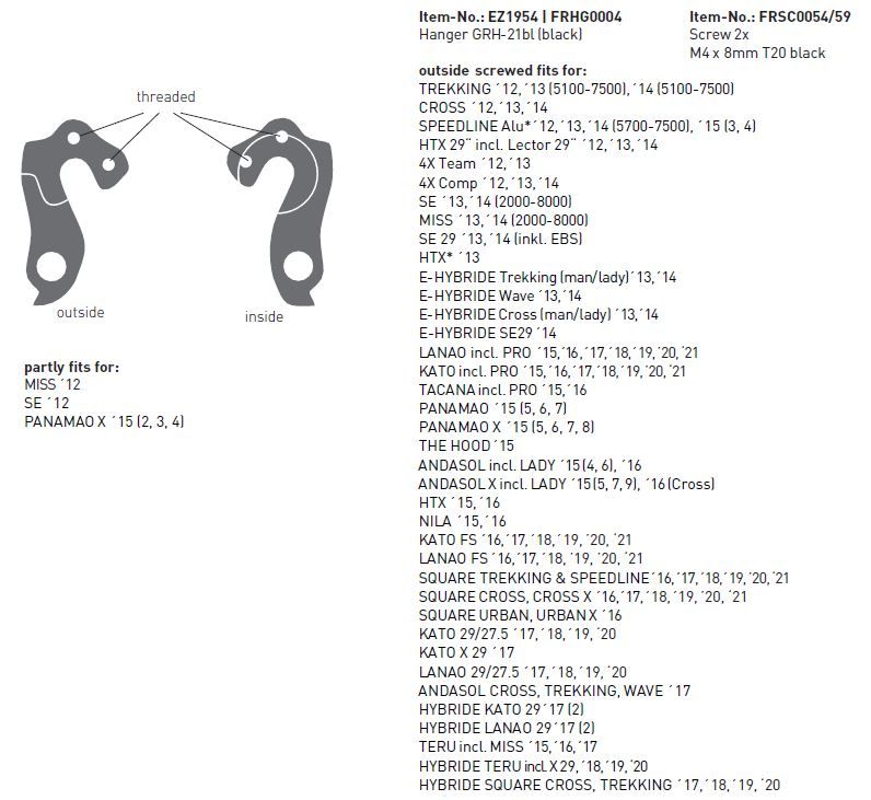 GHOST Dropout hanger HD MTB