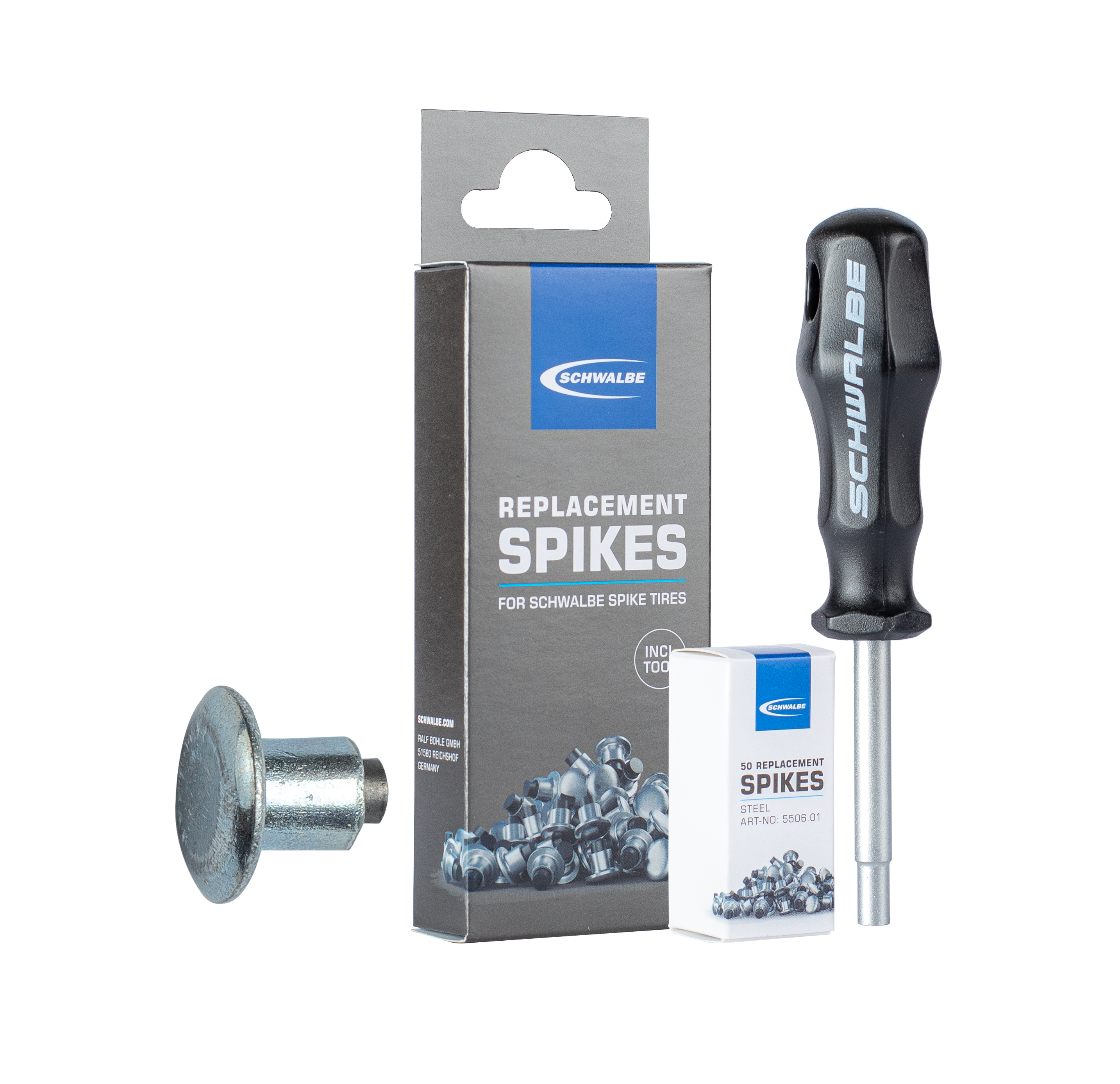 SCHWALBE Steel spikes and tool