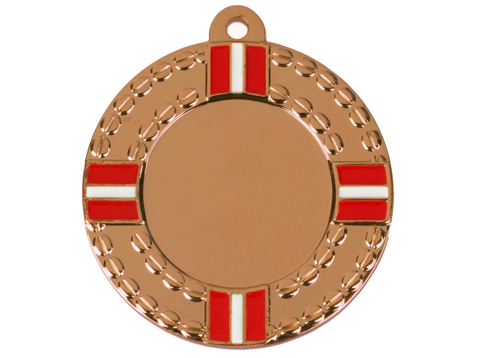 Bronzemedalje m. rød/hvid emalje