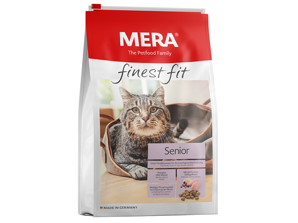 MERA Finest Fit Senior 8+ 1,5 kg Kattefoder  – Skånsomt Tørfoder til Ældre Katte