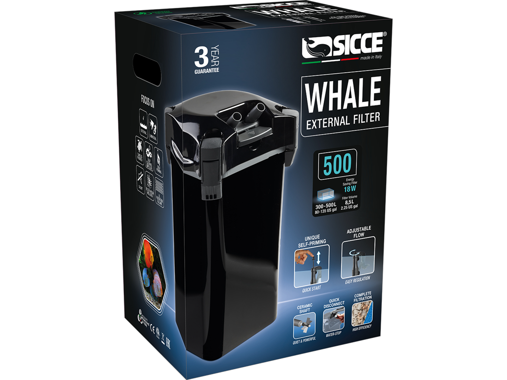 Whale 500 Black Spandfilter – Sicce – Til Akvarier op til 350L
