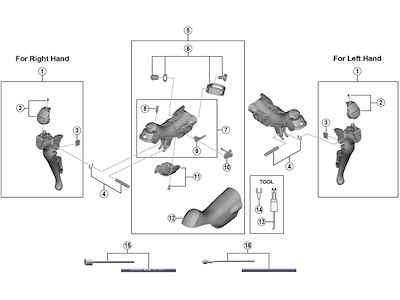 Shimano Claris navneplade venstre og skrue til model ST-R2000