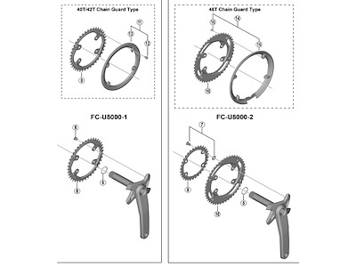 Shimano Cues 42 tands kædebeskytter og skruer til kranksæt model FC-U8000-1