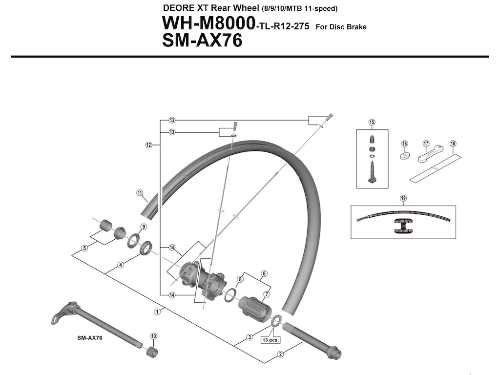 Shimano eger til 27,5" hjul model WH-M8000 - 281,5mm lang