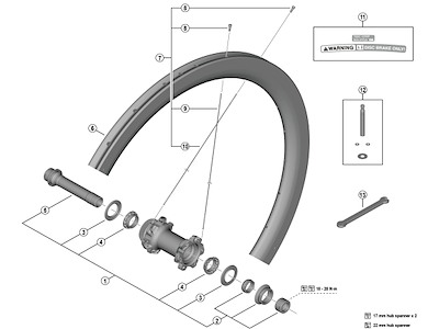 Shimano Dura Ace eger 271mm lang til forhjul model WH-R9270-C50-TU-F