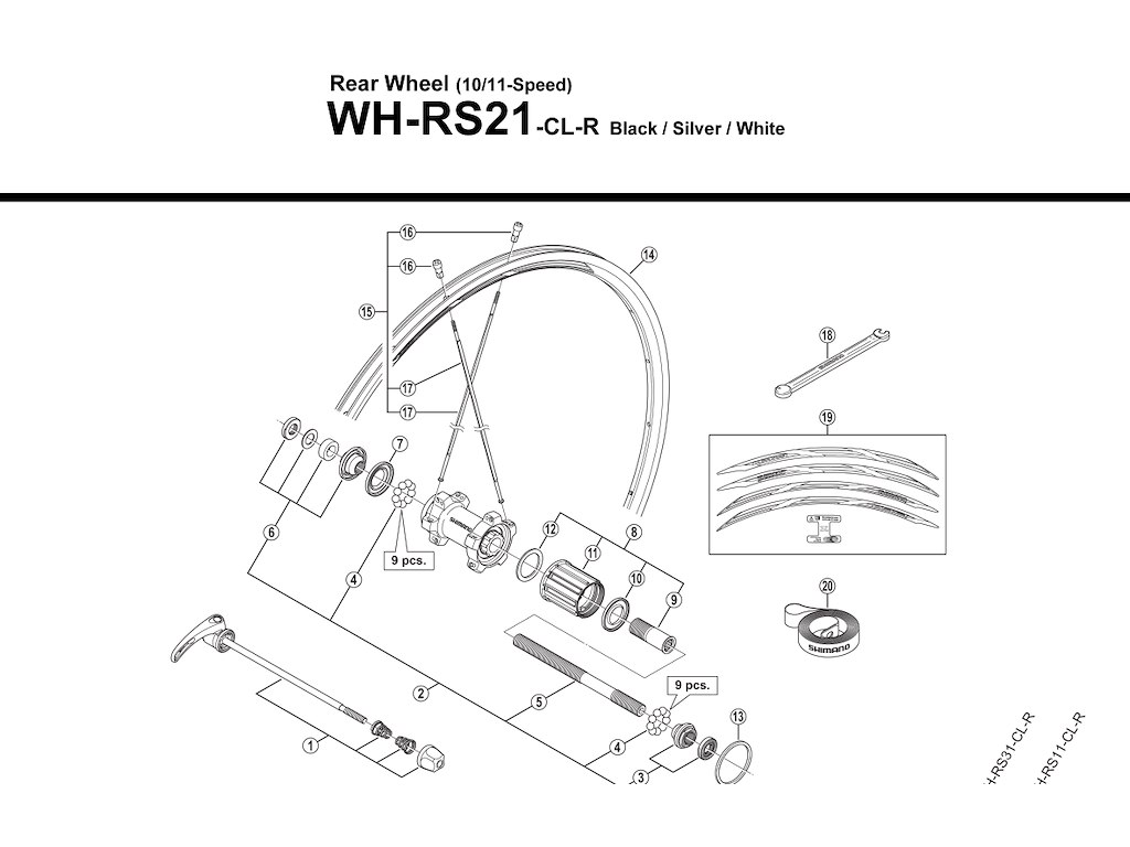 Shimano eger til baghjul model WH-RS21 - 304mm lang