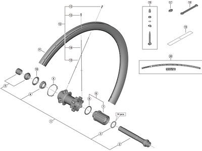 Shimano Ultegra eger 267mm lang til baghjul model WH-R8170-C36-TL-R