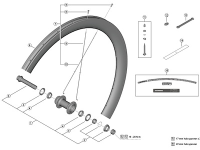 Shimano eger 265.5mm lang til forhjul model WH-RS710-C46-TL-F