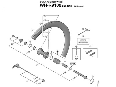 Shimano Dura Ace eger til baghjul model WH-R9100-C60-TU-R - 278,5mm lang