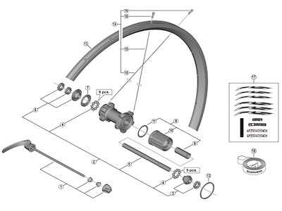 Shimano konus og låsemøtrik venstre til baghjul model WH-RS300-CL-R