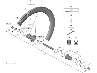 Shimano Dura Ace eger 245mm lang til baghjul model WH-R9270-C60-HR-TU-R