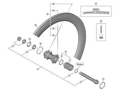 Shimano aksel unit til baghjul model WH-R9170-C60-TU-R12