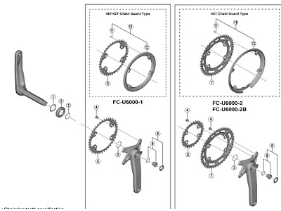 Shimano Cues bolt enhed og skive til kranksæt model FC-U6000