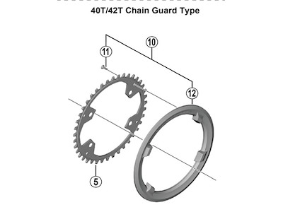 Shimano Cues 40 tands kædeskærm og monteringsskruer til kranksæt model FC-U6000