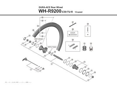 Shimano Dura Ace eger 265mm lang til baghjul model WH-R9200-C50-TU-R