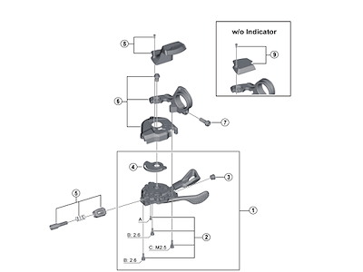 Shimano XT dæksel til skiftegreb venstre model SL-M8000 med indikator