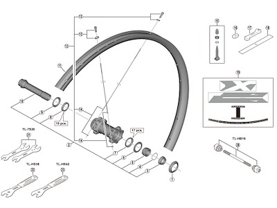 Shimano aksel komplet til forhjul model WH-M8100-TL-F15-B-275
