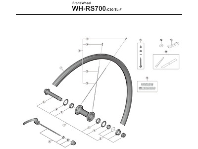 Shimano eger 280.5mm lang til forhjul model WH-RS700-C30-TL-F