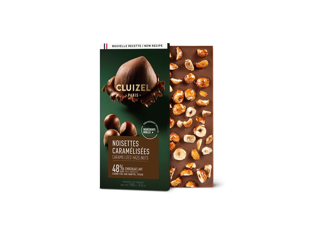 Cluizel Dark Milk 48% m.  Karamelliserede nødder, 100g 