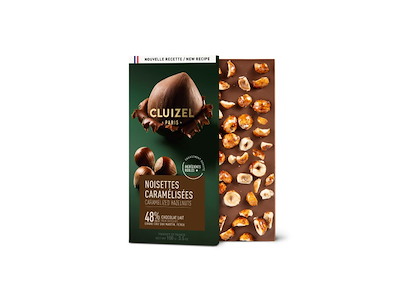 Cluizel Dark Milk 48% m.  Karamelliserede nødder, 100g 