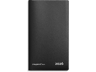 KALENDER MAYLAND 2026 26090100 BASIC MÅNEDSKALENDER SORT PPPLAST 17,3X9,8CM