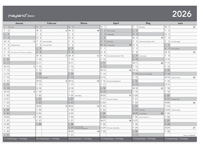 KALENDER MAYLAND 2026 26268000 BASIC KONTORKALENDER A4 KARTON 21X29,7CM