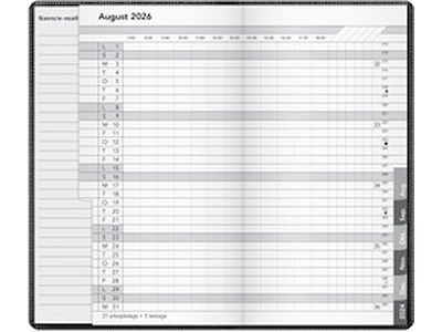 KALENDER MAYLAND 2026 26090100 BASIC MÅNEDSKALENDER SORT PPPLAST 17,3X9,8CM