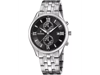Festina Timeless Kronograf Herreur med stålrem og sort urskive