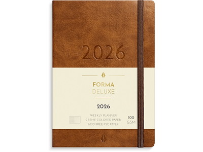 A6 Forma Deluxe ugekalender tværf. brun kunstskind 2026