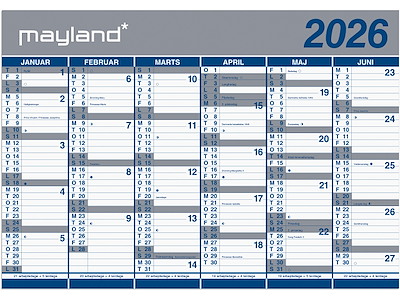 Kæmpekalender 2x6 mdr. papir 2026 (i plastpose)
