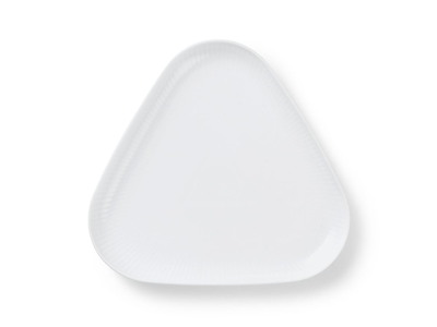 Royal Copenhagen Hvid Riflet trekantet serveringsfad, 23 cm