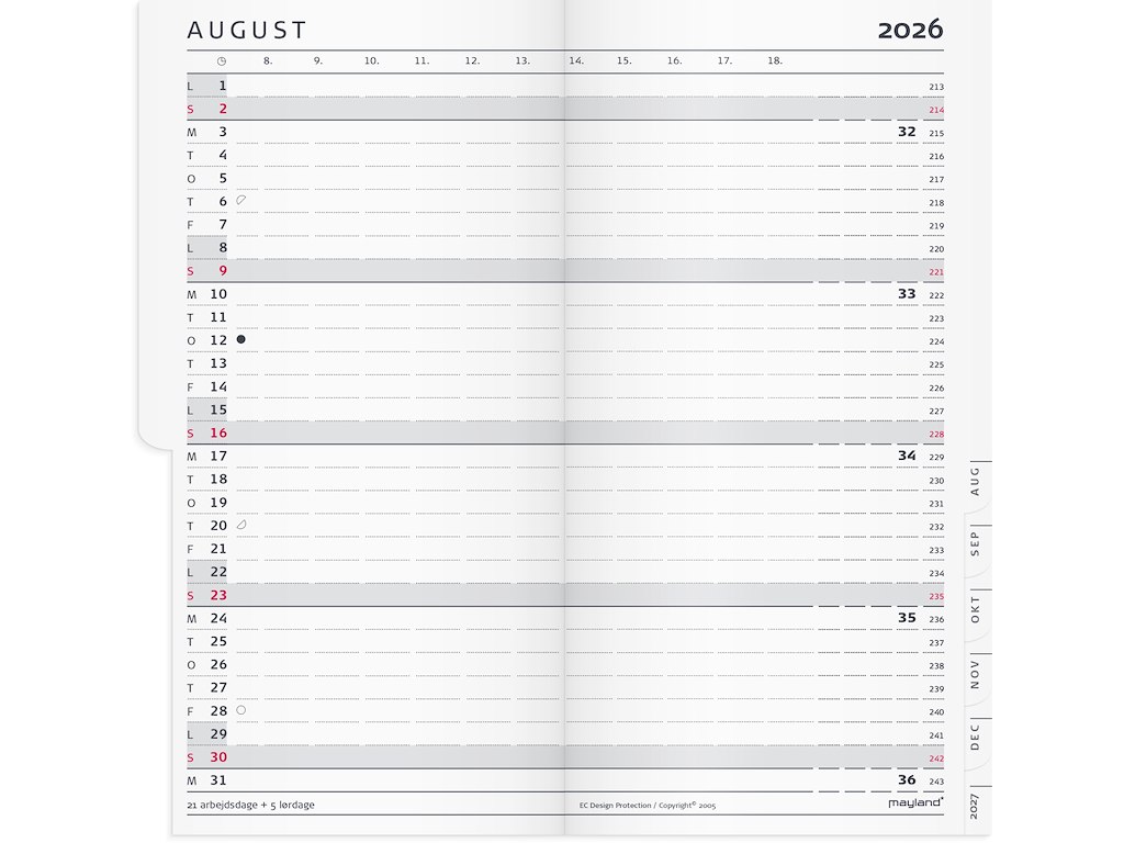 Index Planner månedskalender REFILL + tlf.reg. 2026