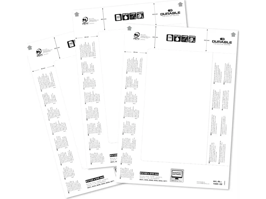 Durable for table place name holder Badge Inserts 61/122 x 210 mm, Hvid, Rektandel, 11,2 cm, 21 cm, 20 stk