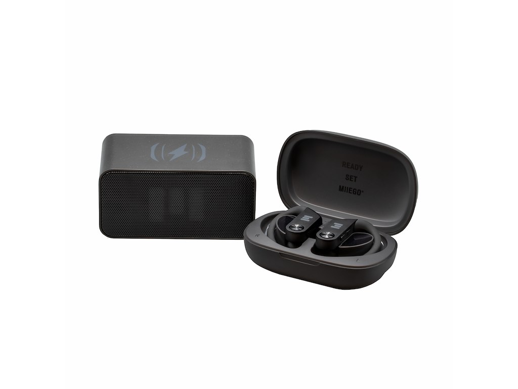 MiiBuds Active Go trådløse høretelefoner i vandtæt design samt Charge & Play Mini II 