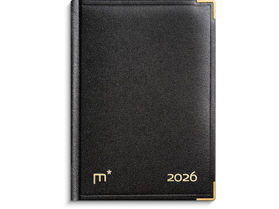 Årbog dagkalender sort kunstskind indbundet 2026