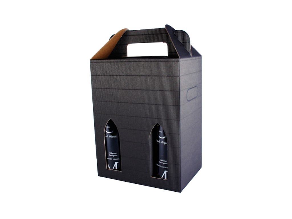 Vinæske sort bølge 6 flasker, åben