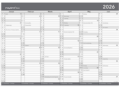 Basic kontorkalender m/whiteboard-funktion A2 2026