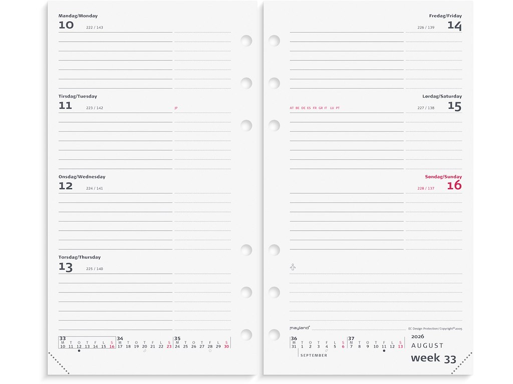 System PP International ugekalender tværf. REFILL 2026