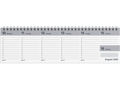 Dag-uge bordkalender grå PP-plast 2026