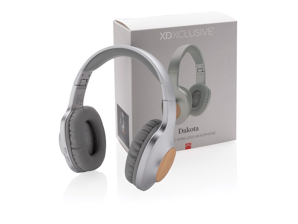 Dakota trådløs hovedtelefon med bambus, grå