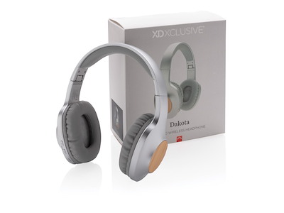 Dakota trådløs hovedtelefon med bambus, grå