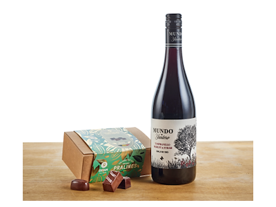 Vinpakke med 1 fl. organisk Tempranillo rødvin samt chokolade