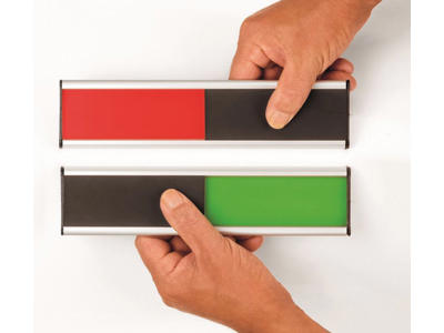 Dørskilt rød/grøn 250 x 60 mm.