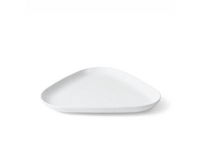 Royal Copenhagen Hvid Riflet trekantet serveringsfad, 23 cm