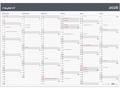 Kæmpekalender Moderne 2x6 mdr. papir rør 2026